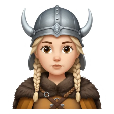 Viking woman with fur cape and helmet sticker