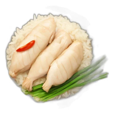 hainan chicken rice with a frown sticker