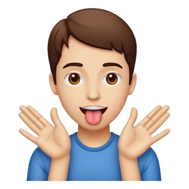 Tongue out with hands on the side sticker