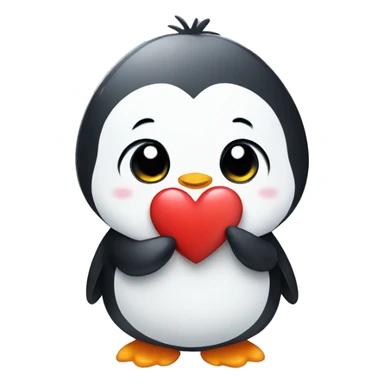 Cute penguin with heart sticker
