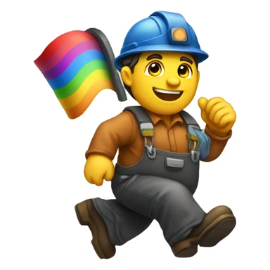 A coal miner riding a rainbow  sticker