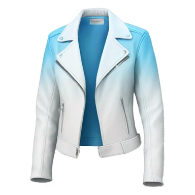 Realistic side view of a sky blue to white ombre fashion leather jacket. sticker