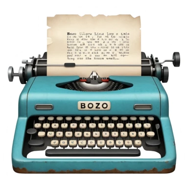 Typewriter typing on paper and the paper says bozo sticker