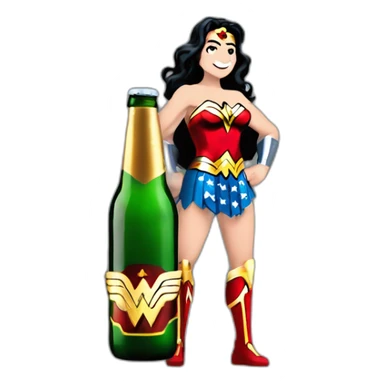 Wonder Woman con botella de cerveza sticker
