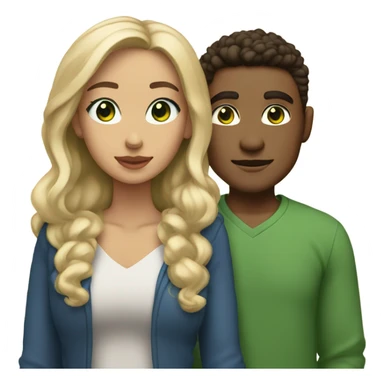 Lightskin man green eyes and blonde woman blue eyes couple sticker