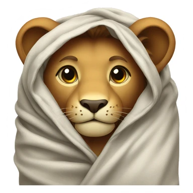 lion with mane wrapped in blanket sticker