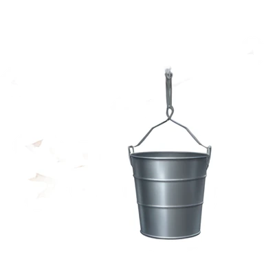 Metal sap bucket hanging on a maple tree in the snow and winter  sticker