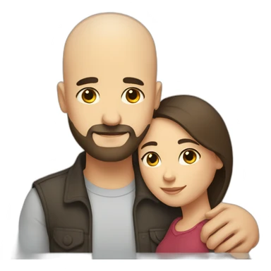 Close Intimate hug bald man beard short dark hair woman sticker