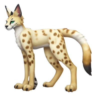 Anthro Epic Beautiful Handsome Pretty Colorful Sergal-Serval-Vernid full body sticker