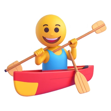 3D smiley emoji, round shape, with oar, sporty face sticker