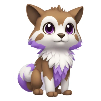 Cute cool brown white purple animal hybrid Fakemon full body sticker