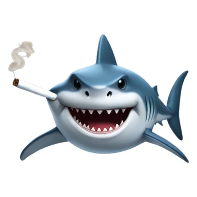 Shark holding a cigarette sticker