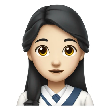 korean girl with slit-eyed, long black hair, summer uniform  sticker