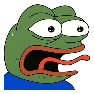 surprised Пэпэ meme with wide eyes and open mouth sticker