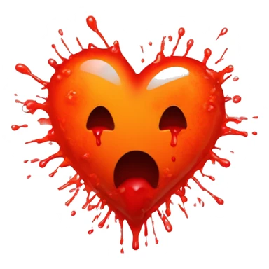 bleeding red heart glowing red-orange with splatter sticker