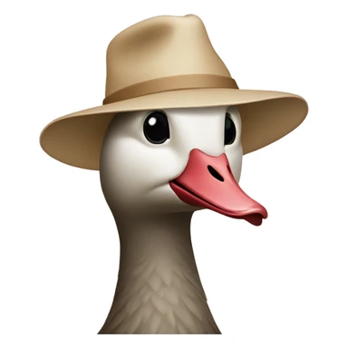 goose in a beige hat sticker