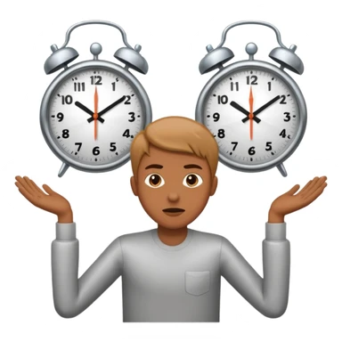 A person being pulled in two opposite directions by clocks sticker