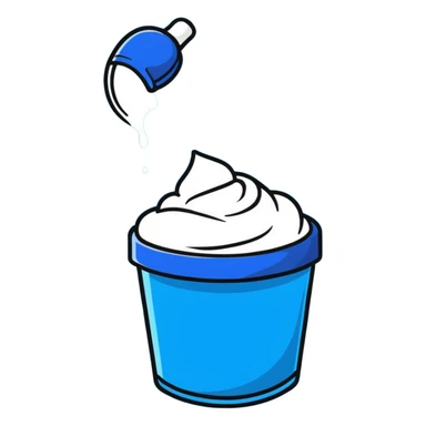 shaving cream blue and white can with foam sticker