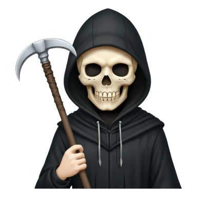 skull head, black hood, scythe sticker