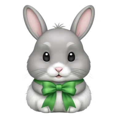 grey rabbit wear green bow sticker