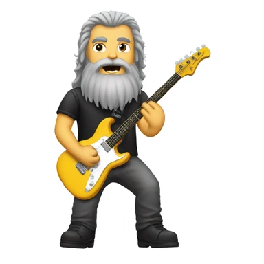 Headbanger guitar grey beard and hair long sticker