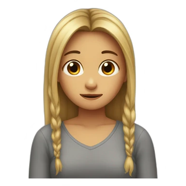 embarrassed girl hiding behind her hair sticker