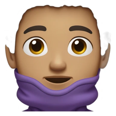 light skin tone guy with a purple hoodie and a big black afro and brown eyes sticker