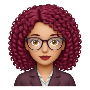 hispanic women with brown eyes and clear glasses and burgundy curly hair sticker