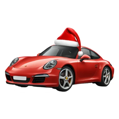 A Porsche wearing a santa claus hat sticker