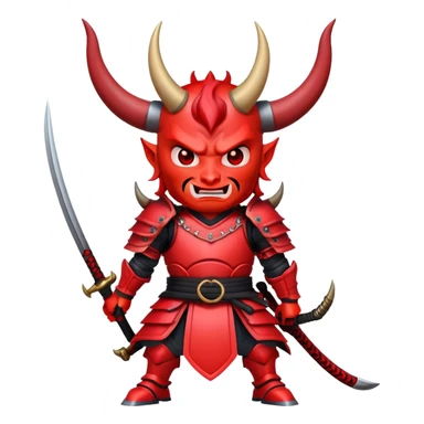 Devil samurai with large curved horns sticker