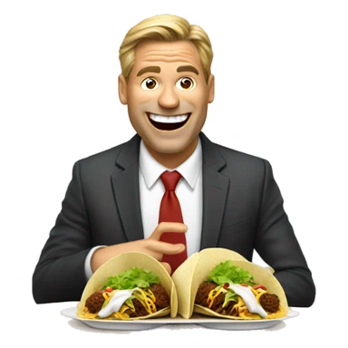 A Chief Operating Officer (COO) making a hilarious, exaggerated funny face while eating tacos. sticker