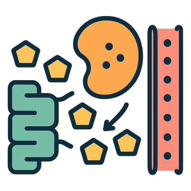 Ultra-detailed illustration of enzyme digestion: amylase breaking starch into sugars near a cell membrane. Clean white background, no text. Scientific but simple sticker