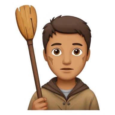 Tahta adam elinde sopa sticker