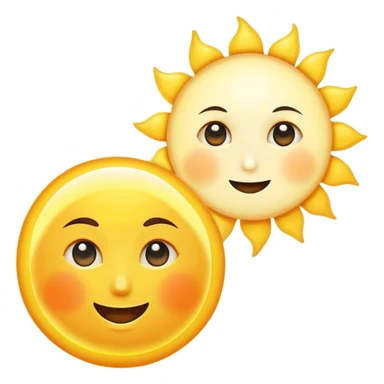 a really bright  big sun and a small moon who shines because of it. the sun is bigger and the moon bright too sticker