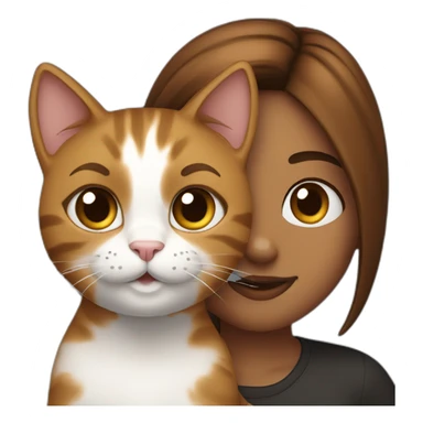 a cat black and with near a girl with brown hair sticker