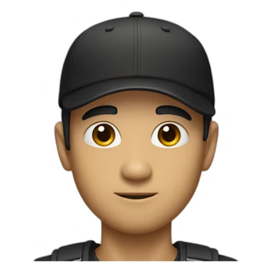 A round-headed man with thin black hair and a black cap with the initials "NE" on it sticker