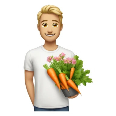 guy gifting carrots insteasd of flowers sticker