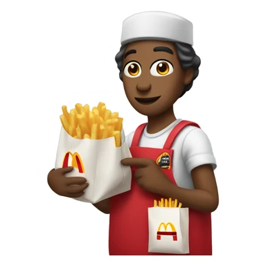 a mcdonalds worker putting the fries in the bag sticker