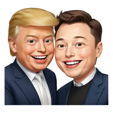 Donald Trump and Elon Musk laughing  sticker