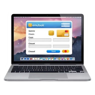 online store checkout on a macbook screen, no person only macbook sticker