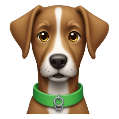 Brown dog with green collar and grey around muzzle sticker