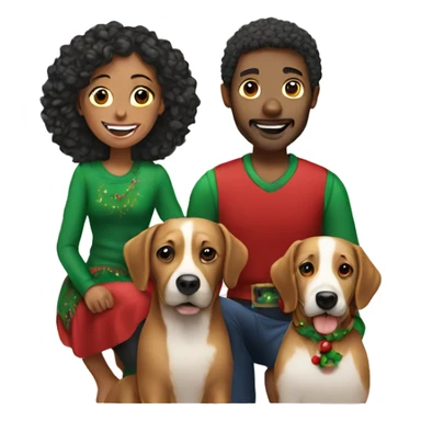 christmas family with dog sticker