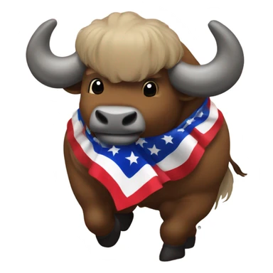 Buffalo dancing with American flag sticker