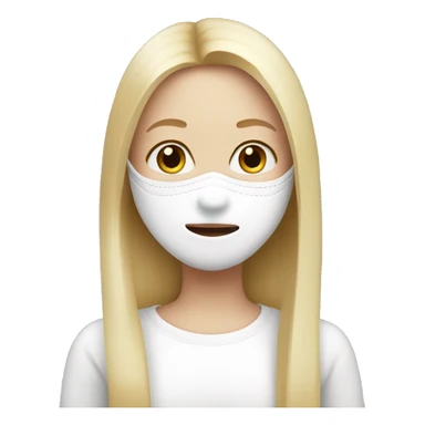 Blond girl with straight hair wearing a white mask  sticker
