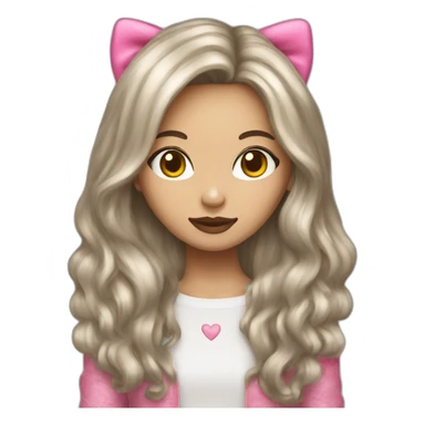 brunette with long hair disguised in hellokitty sticker