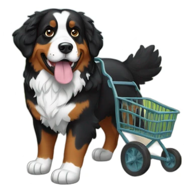 Bernese mountain dog hiking pulling cart sticker