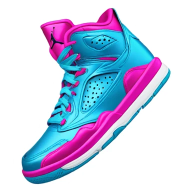 Realistic metallic sky blue and hot pink Jordan basketball sneakers. sticker