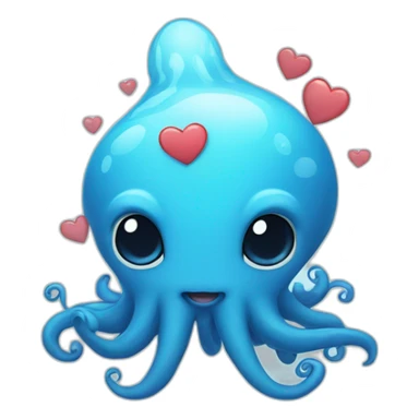 cute blue kraken with adorable face with heart  sticker