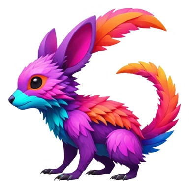 lush warm-colored modern colorful neon-colored Fakémon-Trico-creature (full body) sticker
