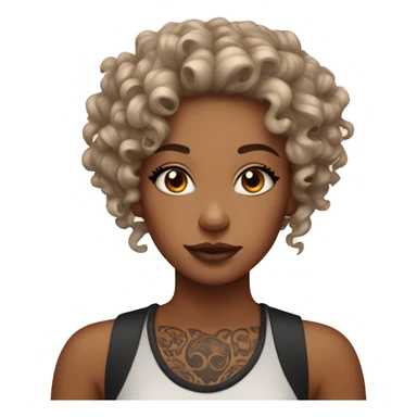 curly girl with tattoos  sticker